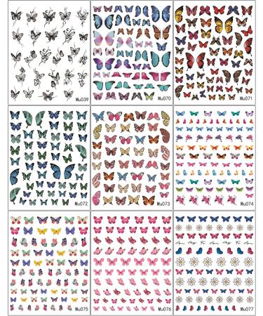 JMEOWIO 9 Sheets Spring Butterfly Nail Art Stickers Decals Self-Adhesive Summer Flower Floral Nail Supplies Nail Art Design Decoration Accessories - Buy Online on GoSupps.com