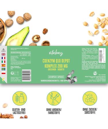 VITABAY Coenzyme Q10 Capsules 200mg - High Dose Vegan Antioxidant - 120 Count for Enhanced Energy & Heart Health - International Shipping Available - Buy Online on GoSupps.com