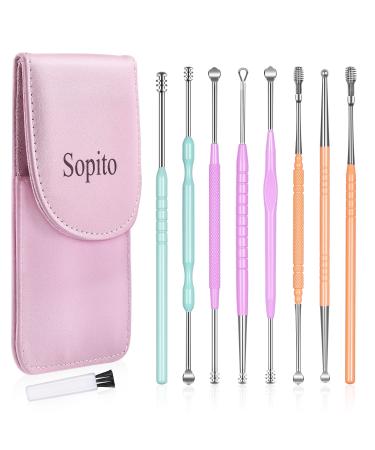 Ear Wax Removal Kit  Sopito 10pcs Ear Scoop Set Family Specials Ear Curette with Storage Bag and Brush - Buy Online on GoSupps.com