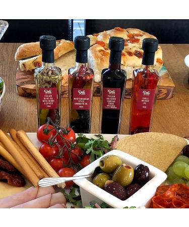 Premium Olive Oil Gift Set - 4 Infused Olive Oils & Balsamic Vinegar in Metal Rack - Perfect Italian Cooking Gift for Chefs - Buy Online on GoSupps.com