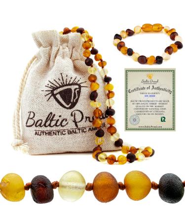 Raw Baltic Amber Necklace and Bracelet Gift Set (Unisex Multi Raw 12.5 Inches/5.5 Inches) - Certified Premium Quality Raw Baltic Sea Amber - Buy Online on GoSupps.com