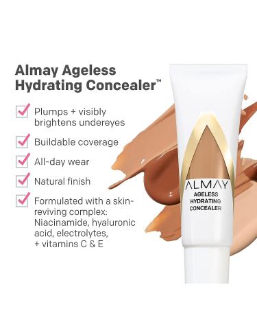 Almay Anti-Aging Concealer with Hyaluronic Acid, Niacinamide, Vitamin C & E - Hypoallergenic, Fragrance Free - 010 Light, 0.37 Fl Oz - Buy Online on GoSupps.com