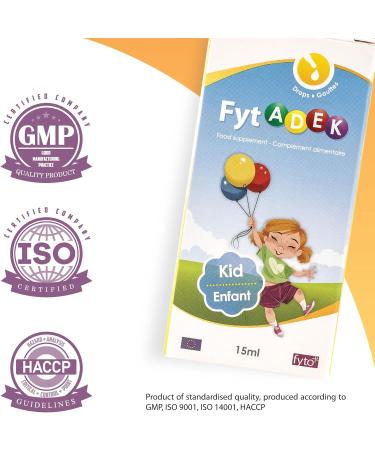 FytADEK Complete Multivitamin for Children | Development Support Immunity & Bone Health | Vitamins A D3 E K | Vegan Gluten Free & Additive Formula 15 ml - Buy Online on GoSupps.com
