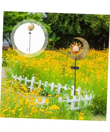Solar Ground Plug Light Outdoor Garden Lights LED Yard Light Outdoor Decor Metal Sun Walkway Stakes Outdoor Landscape Light Moon Sun Lamp Patio Decor Moon Sun Garden Lawn Lamp LED (Golden) - Buy Online on GoSupps.com