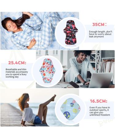 Rovtop 12 Pcs Reusable Sanitary Pads Washable Cloth Menstrual Towels - 4 Sizes with Mini Portable Bag - 13 Piece Set - Buy Online on GoSupps.com