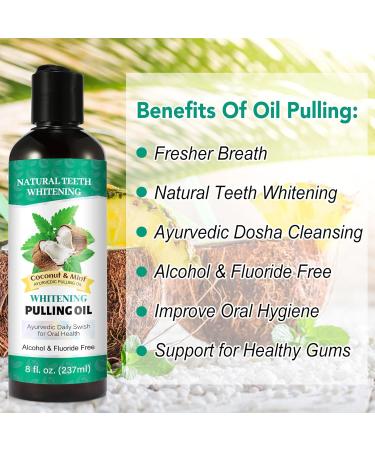 Coconut Mint Oil Pulling - 100% Natural Oral Care for Gum Health | Brightening Mouthwash with Tongue Scraper & Measuring Cups (8 FL OZ) - Buy Online on GoSupps.com