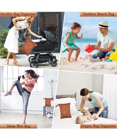 Waterproof Reusable Wet Dry Bag for Cloth Diapers | 2 Zippered Pockets | Summer Travel Baby Diaper Bag - Brown Sun - Buy Online on GoSupps.com