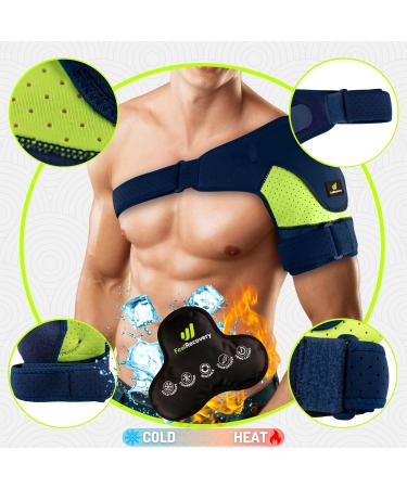 Sport Shoulder Bandage for Men & Women | Cooling Gel Pads for Rotator Cuff Support | Neoprene Adjustable Left & Right Arm | S/M Green - Buy Online on GoSupps.com