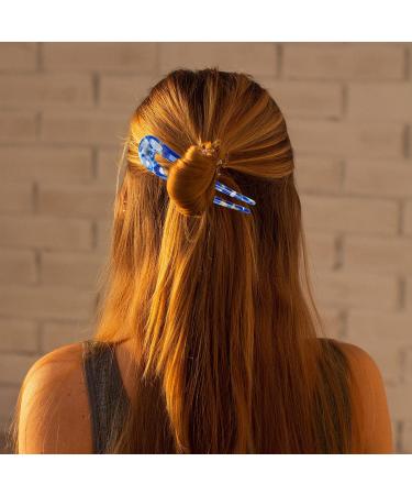 3 Packs Vintage French Style Tortoise U-Shaped Hairpins - Cellulose Acetate Hair Pins for Women and Girls Hairstyles (Tortoiseshell White, Tortoiseshell, Dark Blue) - Buy Online on GoSupps.com