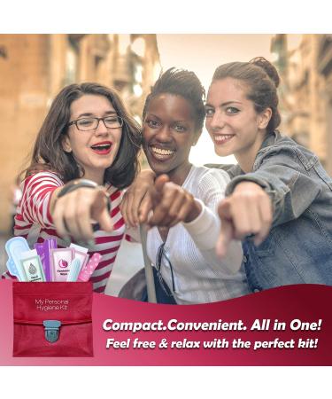 Menstrual Kit All-in-One Convenient Single Period Pack for Traveling Teens | Individually Wrapped Feminine Hygiene Products (Pink) - Buy Online on GoSupps.com