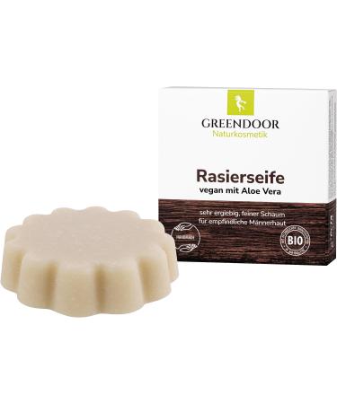 Greenendoor vegan shaving soap aloe vera 80g creamy constant foam optimal shave natural cosmetics with organic shea butter for men and women soap with extra care men's birthday gift