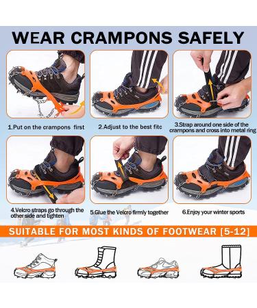 18-Spike Ice Cleats for Hiking Boots | Anti-Slip Traction Grips for Snow & Ice | Safe Winter Walking & Climbing Gear for Men, Women & Kids - Black - Buy Online on GoSupps.com