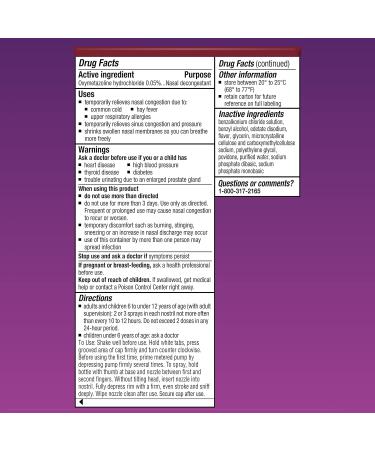 Afrin Childrens, Extra Moisturizing Stuffy Kids Nasal Spray Pump Mist, Up to 12 Hour Nasal Congestion Relief for Cold or Allergy Symptoms, for Children Ages 6 & Up, 15 mL (Pack of 2) Purple 0.5 Fl Oz (Pack of 2) - Buy Online on GoSupps.com