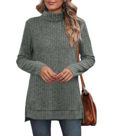 Women Blouse Versatile Long Sleeve Tops Side Slit for Party (XL) X-Large Green - Buy Online on GoSupps.com