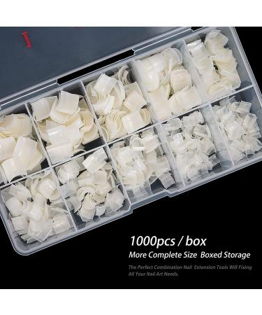 TOEDO French Short Acrylic Nail Tips 1000PCS Half Cover False Nails - Natural Style for DIY Nail Art - Nail Salon Quality - With Storage Box - Buy Online on GoSupps.com
