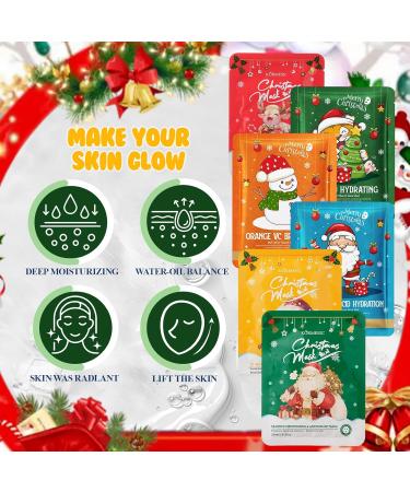 LureLuxe 6 Pcs Christmas Face Mask Moisturizing Daily Care Masks Festive Skin Care Mask Soothing Moisturizing Set for Different Skin Needs - Buy Online on GoSupps.com