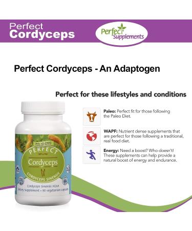 Organic Perfect Cordyceps - 90 Vegetable Capsules | Energy, Endurance & Strength Booster - Buy Online on GoSupps.com