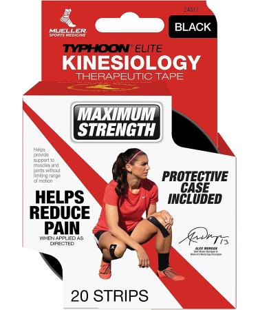 Mueller Sports Medicine Typhoon Elite Kinesiology Therapeutic Tape  Pre-Cut I-Strips  Black  20 Count - Buy Online on GoSupps.com