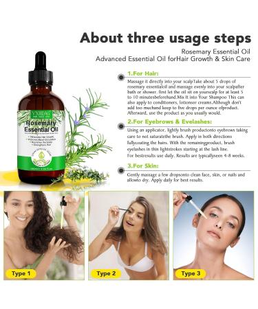 100% Pure Rosemary Oil for Hair Growth - Natural Essential Oil for Eyebrows & Eyelashes Nourishes Scalp & Stimulates Growth - 120ml - Buy Online on GoSupps.com