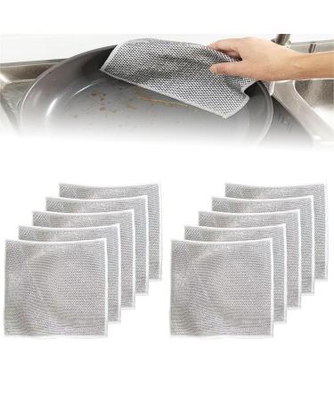 Multipurpose Wire Dishwashing Rags for Wet and Dry Double Stainless Steel Scrubber Multifunctional Non-Scratch Wire Dishcloth Reusable Double Layer Cleaning Cloths Dish (10PCS)