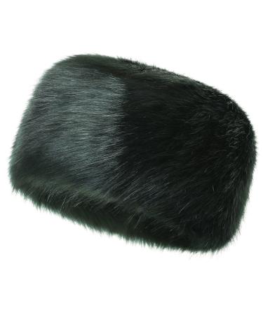 Dikoaina Faux Fur Cossack Russian Style Hat for Ladies Winter Hats for Women Medium-Large Dark Green