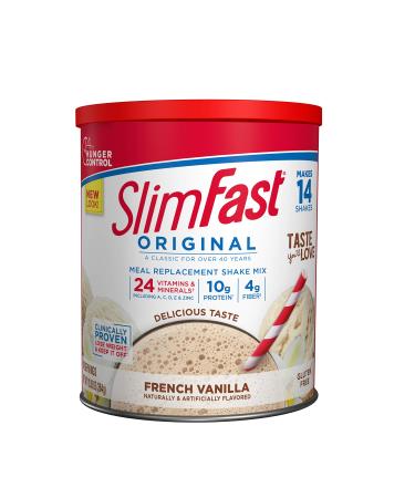 SlimFast Meal Replacement Powder Original French Vanilla Weight Loss Shake Mix 10g of Protein 14 Servings French Vanilla 14 Servings (Pack of 1)