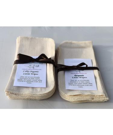 Organic 2 Ply Flannel Baby Wipes 8x8 Inches Set of 10 | Washable & Reusable | Matching Organic Cotton Thread - Buy Online on GoSupps.com
