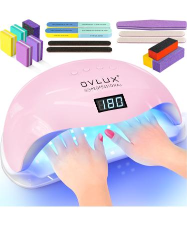 OVLUX Pro 180W UV LED Nail Lamp - Dual-Use Gel Polish Dryer with 57 Precision Bulbs 4 Adaptive Timers Auto-Sensor - All-in-One Mani-Pedi Solution for Salon & Home - Pink (Blushing Bride) Pink Blushing Bride