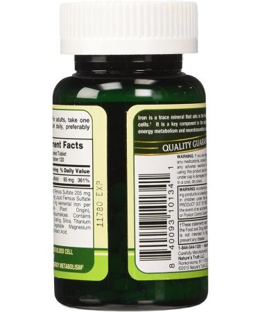 Nature's Truth Iron 65 mg - 120 Coated Tablets | Supports Energy & Wellness - Buy Online on GoSupps.com