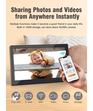 Brvatoe 15.6 WiFi Digital Picture Frame | 1920x1080 FHD Touch Screen | Easy to Use | Share Photos & Videos Instantly | 16GB Storage - Buy Online on GoSupps.com