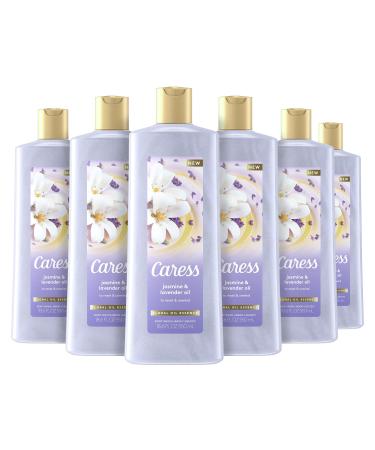 Caress Moisturizing Body Wash For Dry Skin Jasmine and Lavender Oil Leaves Skin Feeling Instantly Pampered 18.6 fl oz 6 Count