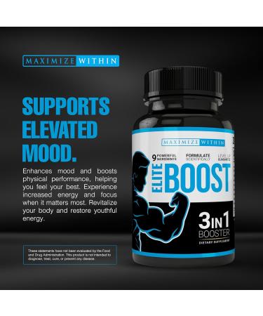 Maximize Within Elite Boost 3in1 - Natural Testosterone & Libido Booster | Energy Muscle Mass & Stamina | Veggie Capsules - Buy Online on GoSupps.com