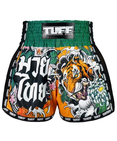 Tuff Sport Retro Muay Thai Shorts Boxing Shorts Classic Slim Cut MMA Kickboxing Workout Set Clothing Training Large Tuf-msc105-ylw