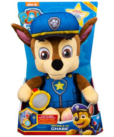 PAW Patrol Snuggle Up Chase Plush with Torch and Sounds for Kids Aged 3 Years and Over Grey