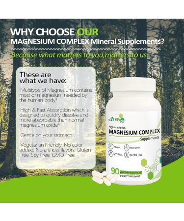 High Absorption Magnesium Supplement Complex - 90 Veg Caps | Non-GMO, Vegan, Gluten & Soy Free - Buy Online on GoSupps.com