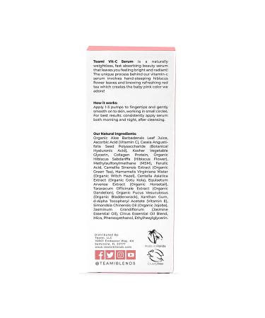 Teami Topical Vitamin C Serum with Hyaluronic Acid, Collagen, Salicylic Acid & Vitamin E Oil - K Beauty Anti Aging Face Serum for Glass Skin - 1 oz - Buy Online on GoSupps.com
