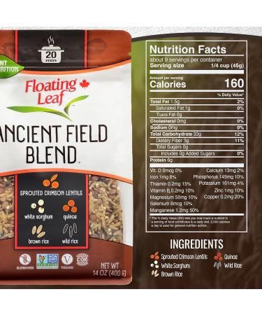 3 Packs x 400g Sprouted Crimson Lentils Wild Rice and Quinoa Ancient Grain Blend - Wild Rice and Quinoa Blend - Gluten Free - Canadian - All Natural - Non GMO - Vegan - Complete Plant Based Protein - Floating Leaf - Buy Online on GoSupps.com
