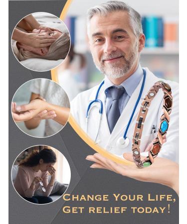 Jeracol Copper Magnetic Bracelet for Women - Lymphatic Drainage & Healing Stones - Adjustable Length - Gift Box Included - Buy Online on GoSupps.com