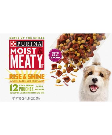 Purina Moist & Meaty Rise & Shine Bacon & Egg Wet Dog Food - 12 ct. Pouches (Pack of 6) - Buy Online on GoSupps.com