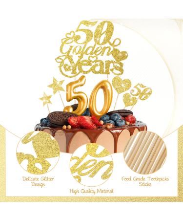 21 Pcs 50th Wedding Anniversary Golden Years Cake Topper 50th Birthday Wedding Anniversary Party Decoration Gold Glitter Color for 50th Couple Anniversary Party Supplies (50 Golden Years) - Buy Online on GoSupps.com