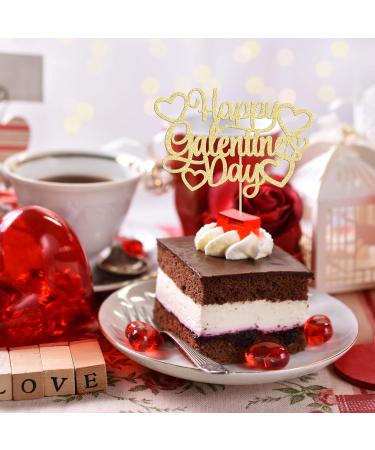 1Pc Happy Valentine's Day Cake Topper Gold Glitter Valentine's Day Cake Topper Decorations for Valentine's Day Theme Wedding Engagement Bridal Shower Birthday Party Cake Decorations Supplies - Buy Online on GoSupps.com