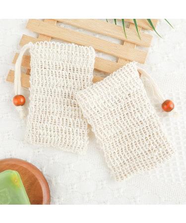 Soap Pouch 4-Pack | Natural Cotton & Sisal Soap Saver Bags | Eco-Friendly Travel Essential | Plastic-Free Soap Net for Foaming Drying & Massage - 5.5x3.34 in - Buy Online on GoSupps.com