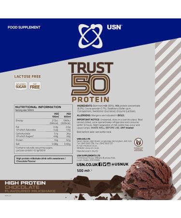 USN Trust Protein Shakes 6 x 500 ml Pre-mixed Ready to Drink 50 ml Bottles - Buy Online on GoSupps.com