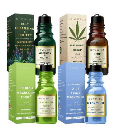 Menthol Pack - 4 Different Kind of Fresh Cooling Mint for Peppermint Lovers. Essential Oils Blend for Calming Stress Migraine Providing More Comfort for Your Mind and Wellbeing.