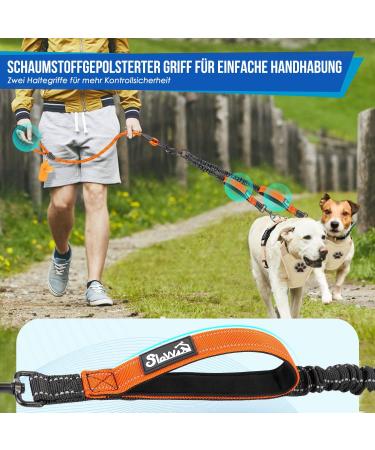 Slowton Double Linen Reflective Dog Leash for 2 Dogs | 360 Rotatable | Shock-Damping & Padded Handles for Small to Medium Dogs (3-16kg) - Orange - Buy Online on GoSupps.com