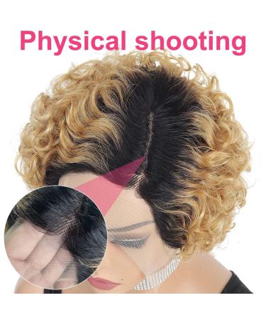 Ustylish Pixie Cut Blonde T27 Human Hair Wig | Short Curly T Part Wig for Black Women | Pre Plucked 13X4X1 Lace Front Wig - Buy Online on GoSupps.com