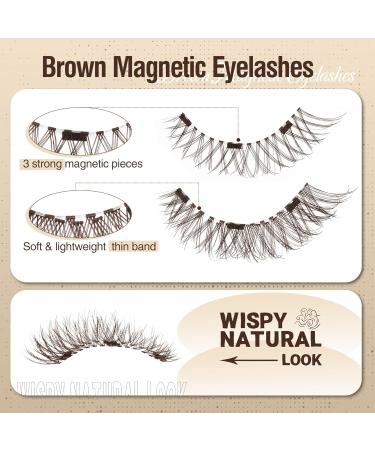 Magnetic Brown Eyelashes | No Glue Needed | Wispy False Lashes with Applicator | 1 Pair - Buy Online on GoSupps.com