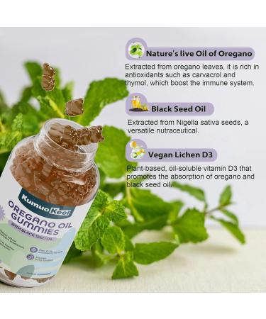 Oregano Oil Gummies with Black Seed Oil Oil of Oregano Supplements with Elderberry Olive Leaf Zinc Vitamin D3 & Vitamin E - Immune & Digestive Support - Vegan and Non GMO 60 Counts - Buy Online on GoSupps.com