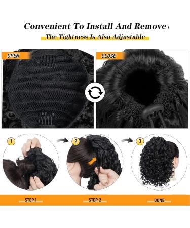 NICENEEDED 6Inch Curly Drawstring Ponytail Afro Fluffy Kinky Synthetic Ponytails Extensions for Black Women Loose Wave Natural Black Short Mini Hair Buns Wig Hair Extensions for Daily Use - Buy Online on GoSupps.com