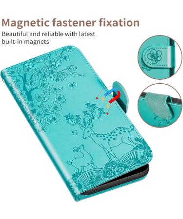 Buy Magon Embossing Flower Leather Case for Samsung Galaxy S22 Plus - Full Body Protection Flip Cover with Card Compartment in Blue - Buy Online on GoSupps.com